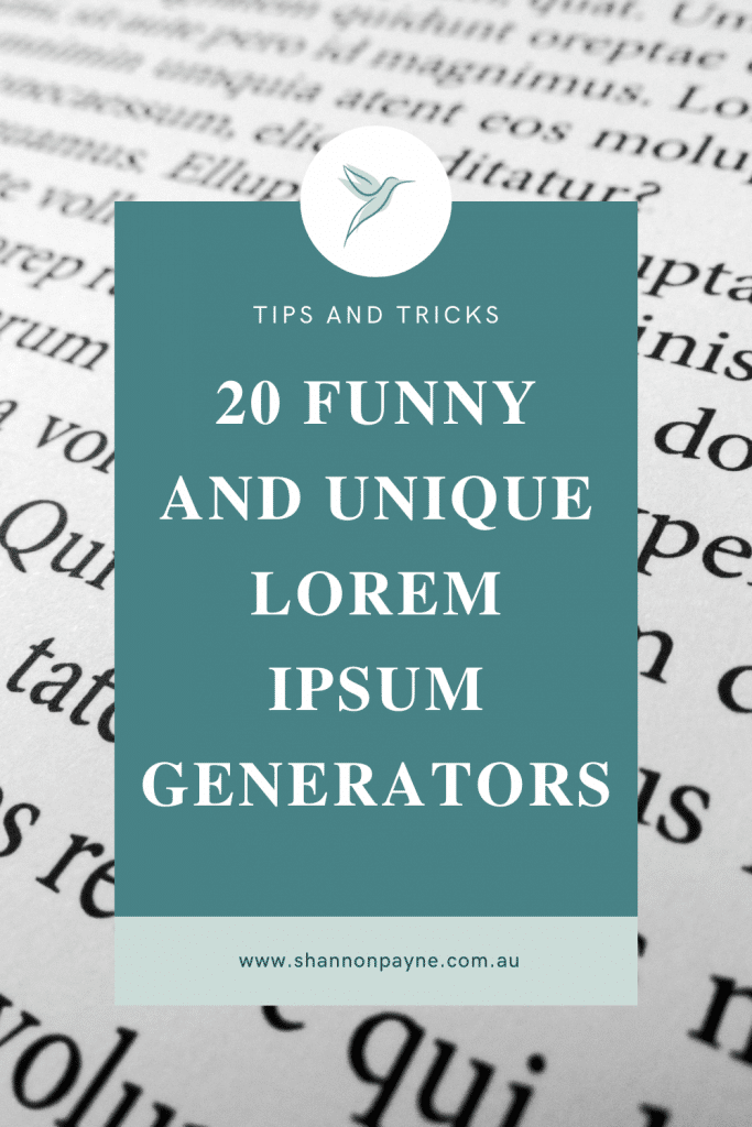20 Funny Lorem Ipsum Generators | Shannon Payne | WordPress Web Design |  Canberra, Australia